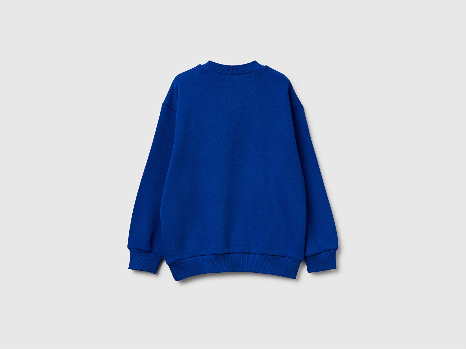 Benetton Erkek Çocuk Saks Mavisi Spiderman Baskılı Logolu Ribanalı Yuvarlak Yaka Sweatshirt