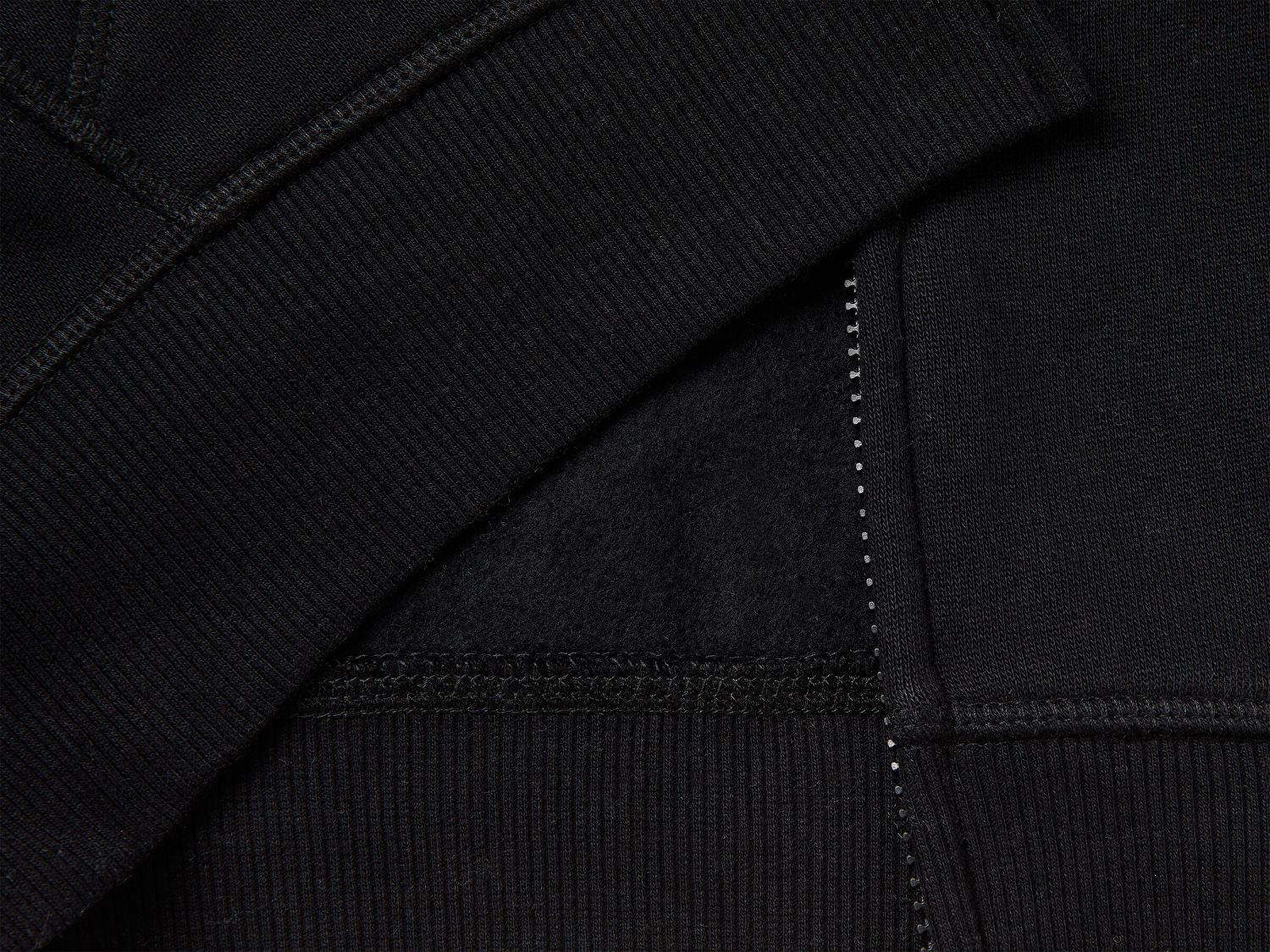 Benetton Erkek Çocuk Siyah Önü Logo Baskılı Cepli Fermuarlı Sweatshirt