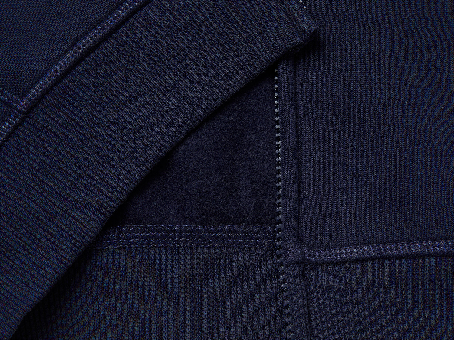 Benetton Erkek Çocuk Lacivert Önü Logo Baskılı Cepli Fermuarlı Sweatshirt