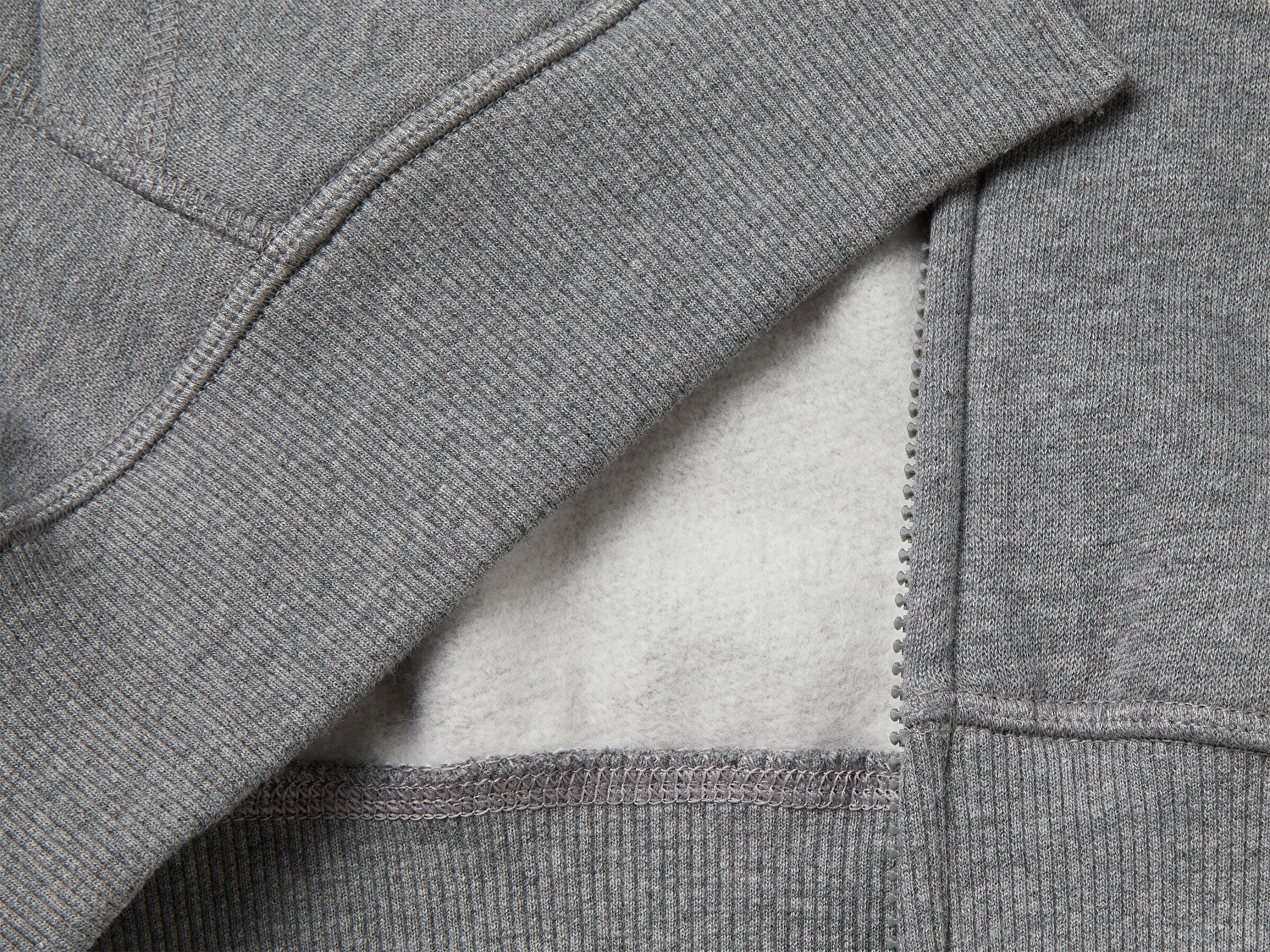 Benetton Erkek Çocuk Antrasit Melanj Önü Logo Baskılı Cepli Fermuarlı Sweatshirt