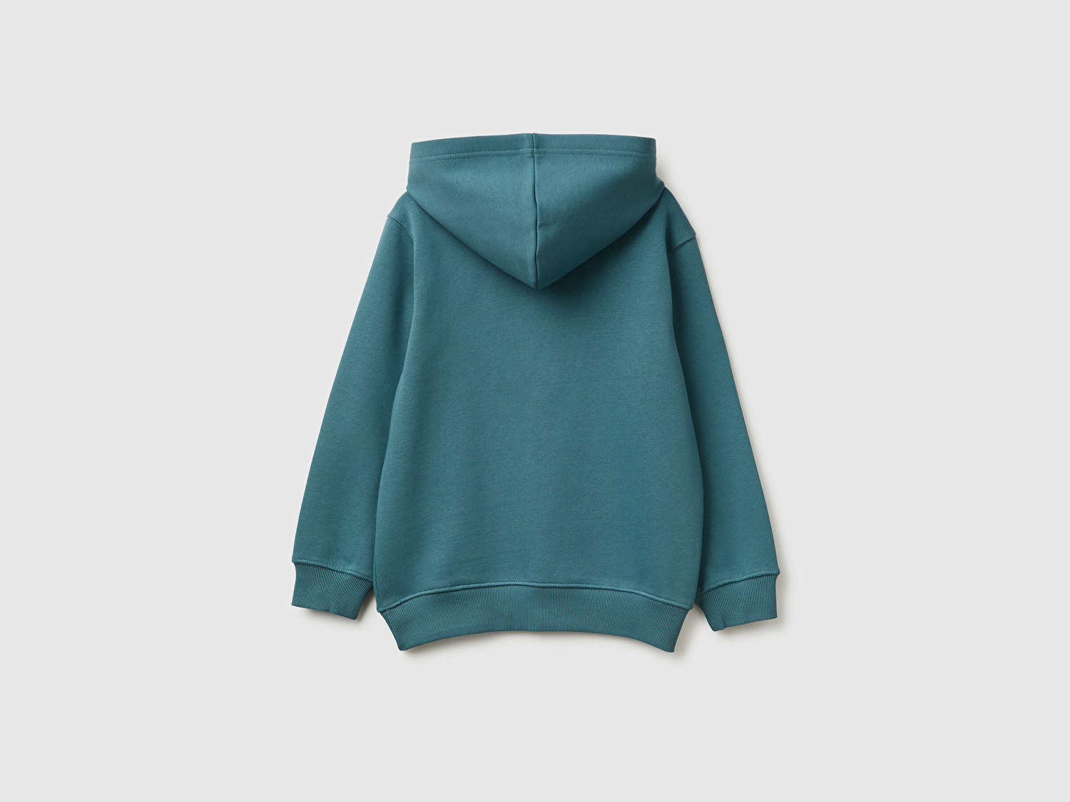 Benetton Erkek Çocuk Gri-Yeşil Tazmanya Baskılı Ribanalı Kapüşonlu Oversize Sweatshirt