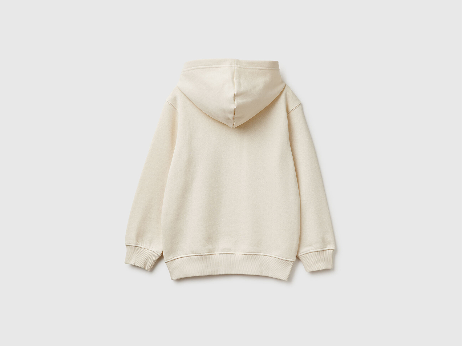 Benetton Erkek Çocuk Krem Tazmanya Baskılı Ribanalı Kapüşonlu Oversize Sweatshirt