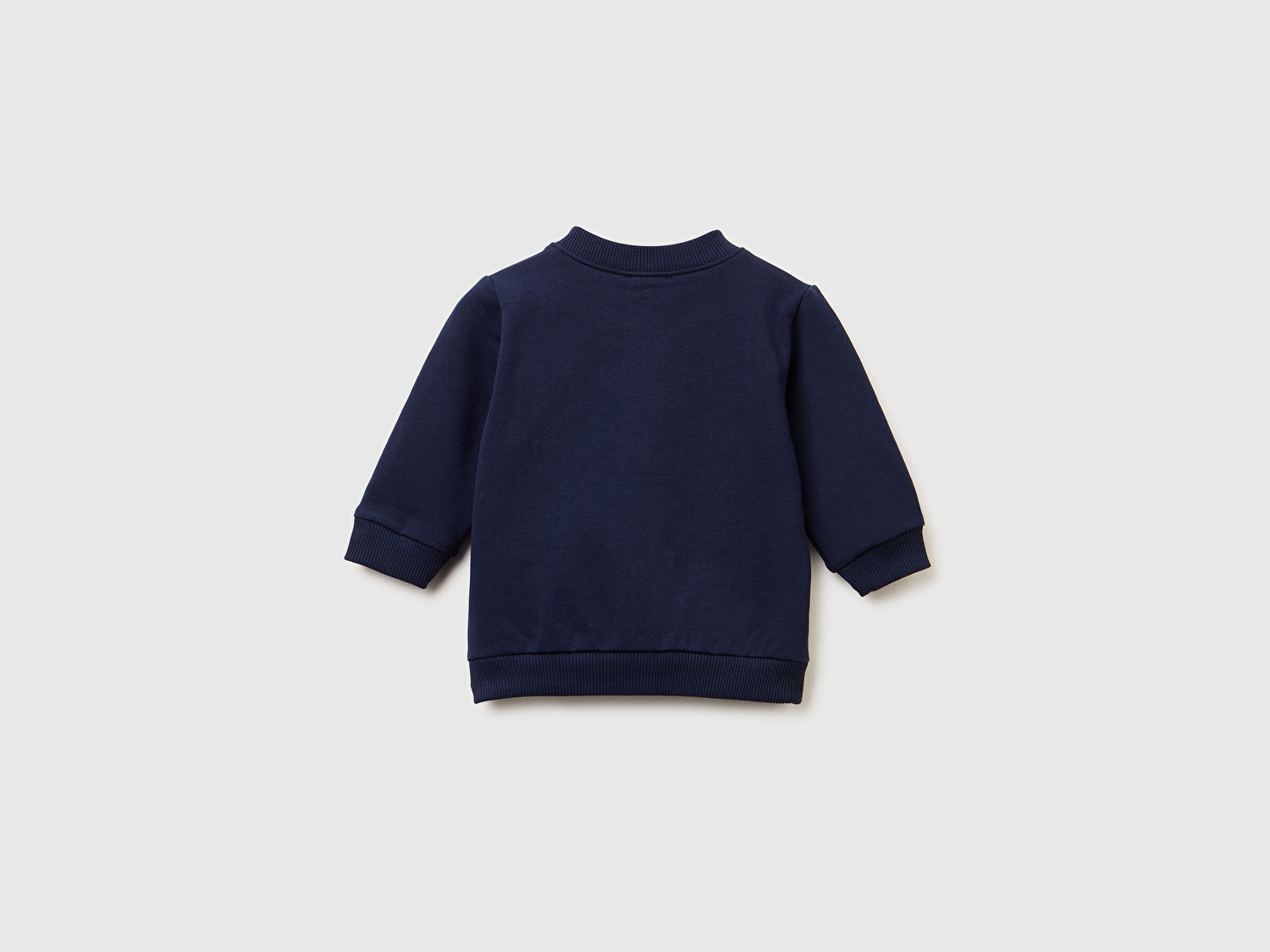 Benetton Bebek Lacivert Önü Logo Baskılı Düğmeli Bomber Yaka Sweatshirt Hırka