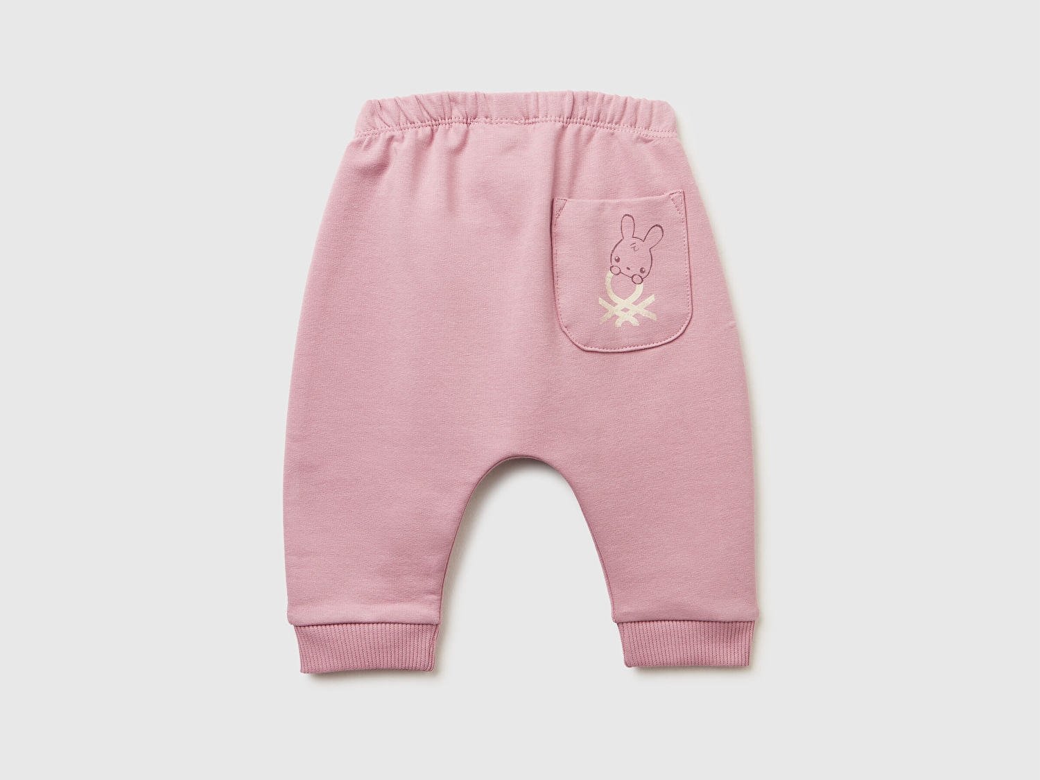 Benetton Bebek Gül Kurusu Arkası Logo Yama Cepli Beli Lastikli İpli  Eşofman Altı