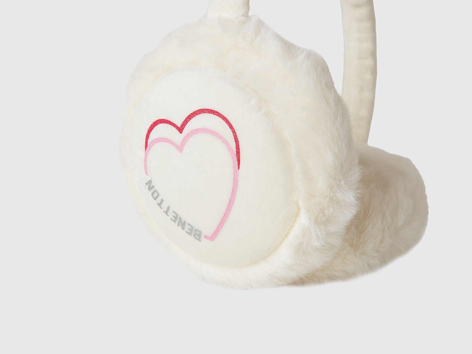 Benetton Kız Çocuk Ekru Kauçuk Baskılı Mikrofiber Peluş Kulaklık