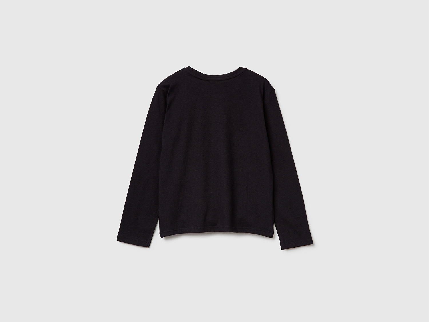 Benetton Kız Çocuk Siyah Önü Simli Baskılı Jarse Uzun Kollu T-shirt