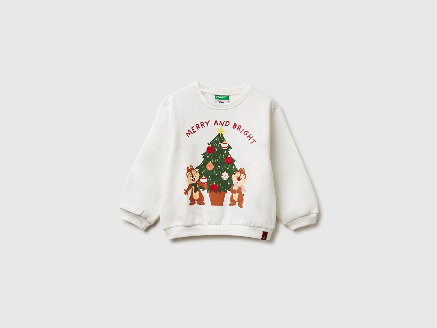 Benetton Kız Bebek Ekru Önü Baskılı Logo Etiketi Detaylı Sweatshirt