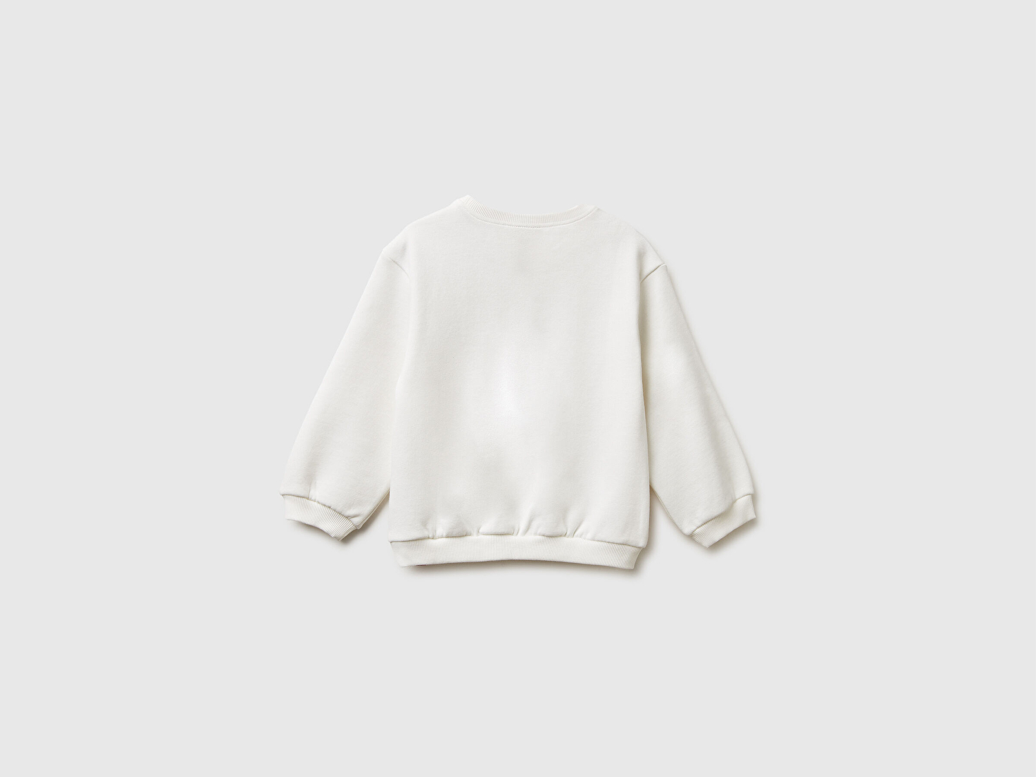 Benetton Kız Bebek Ekru Önü Baskılı Logo Etiketi Detaylı Sweatshirt