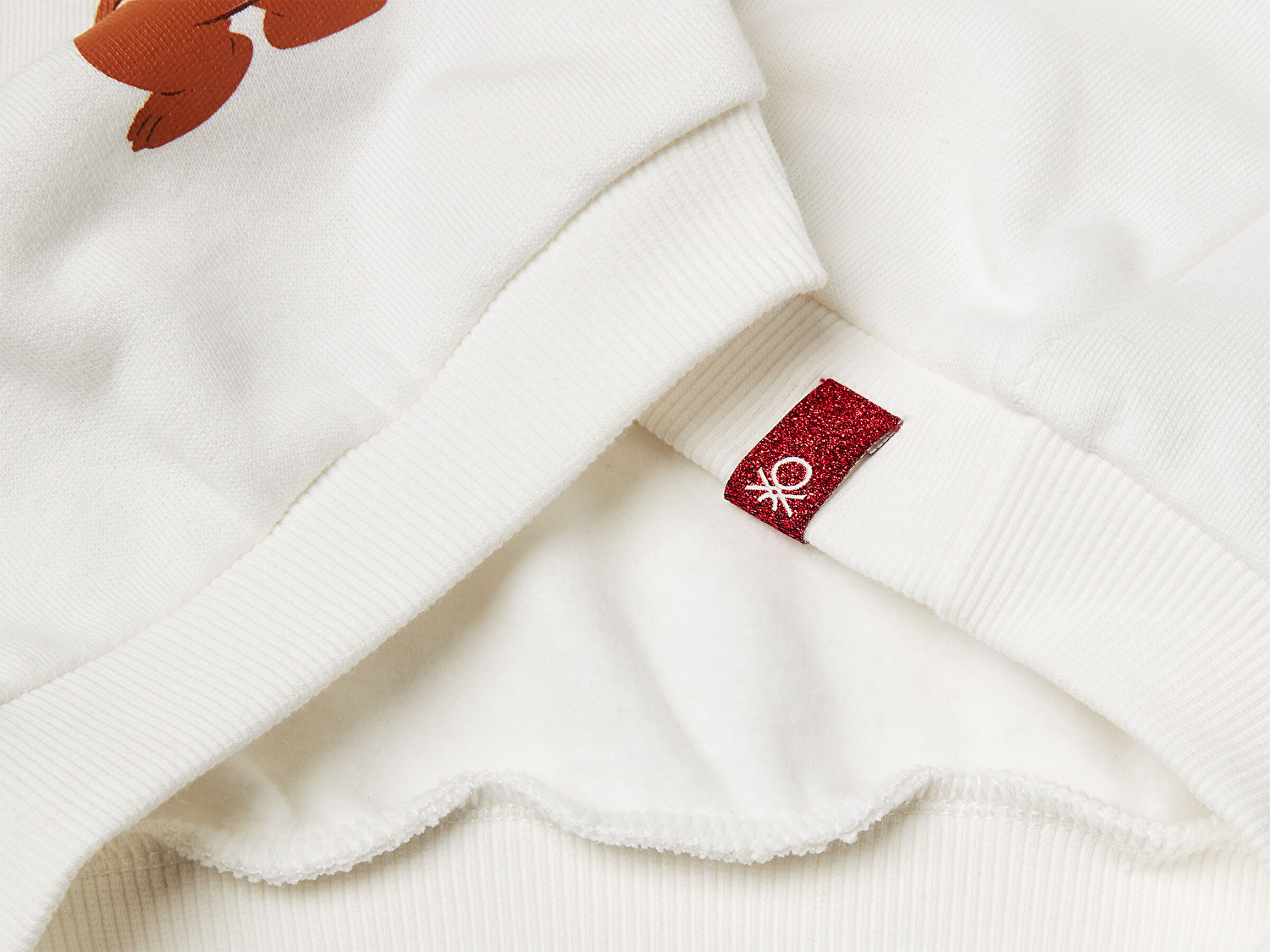 Benetton Kız Bebek Ekru Önü Baskılı Logo Etiketi Detaylı Sweatshirt