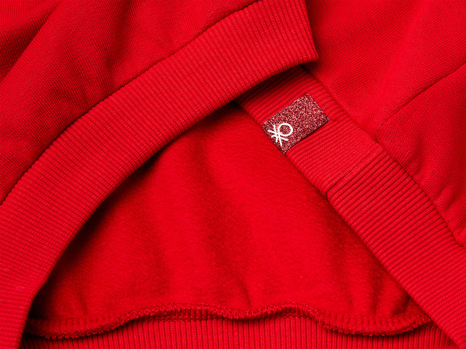 Benetton Kız Bebek Kırmızı Önü Baskılı Logo Etiketi Detaylı Sweatshirt