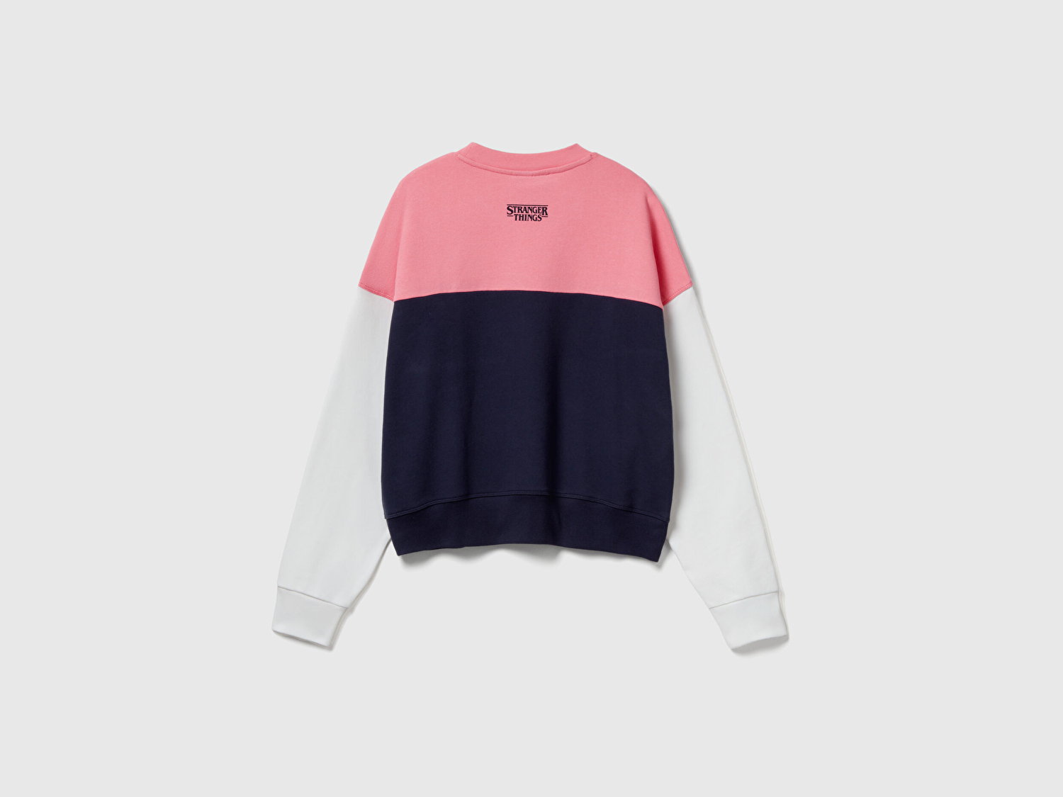 Benetton Kadın Lacivert Mix  %100 Pamuk Renk Bloklu Stranger Things Baskılı Sweatshirt