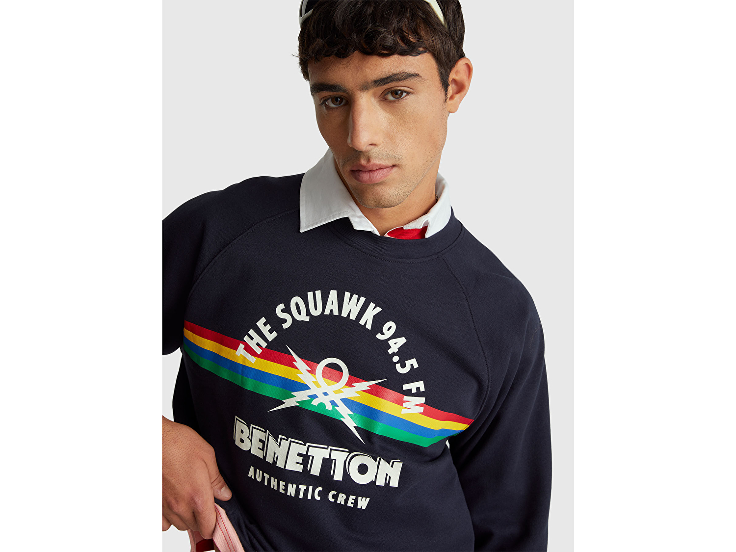 Benetton Erkek Lacivert  %100 Pamuk Relaxed Fit Stranger Things Baskılı Sweatshirt