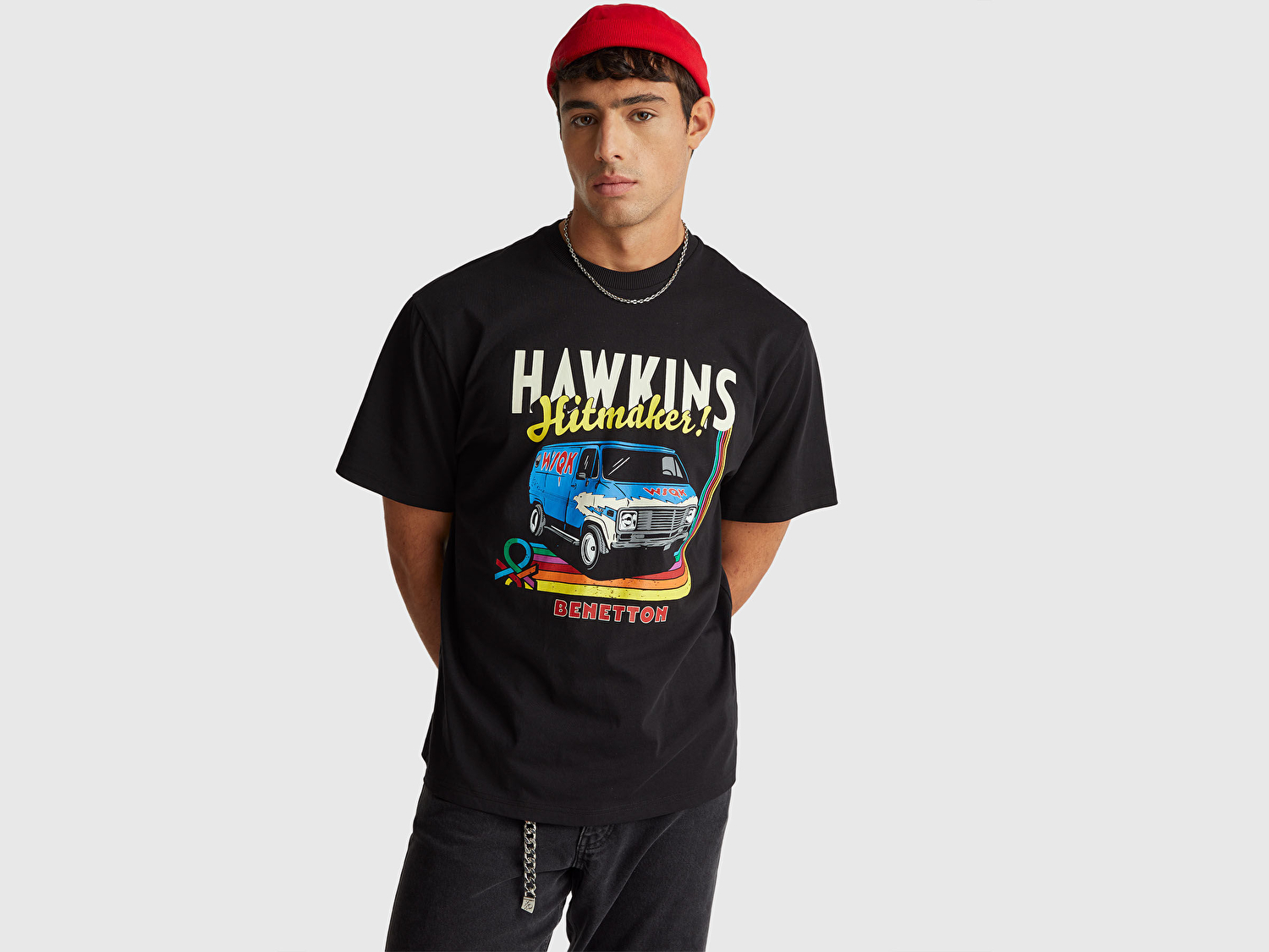 Benetton Erkek  %100 Pamuk Regular Fit Stranger Things Baskılı T-Shirt