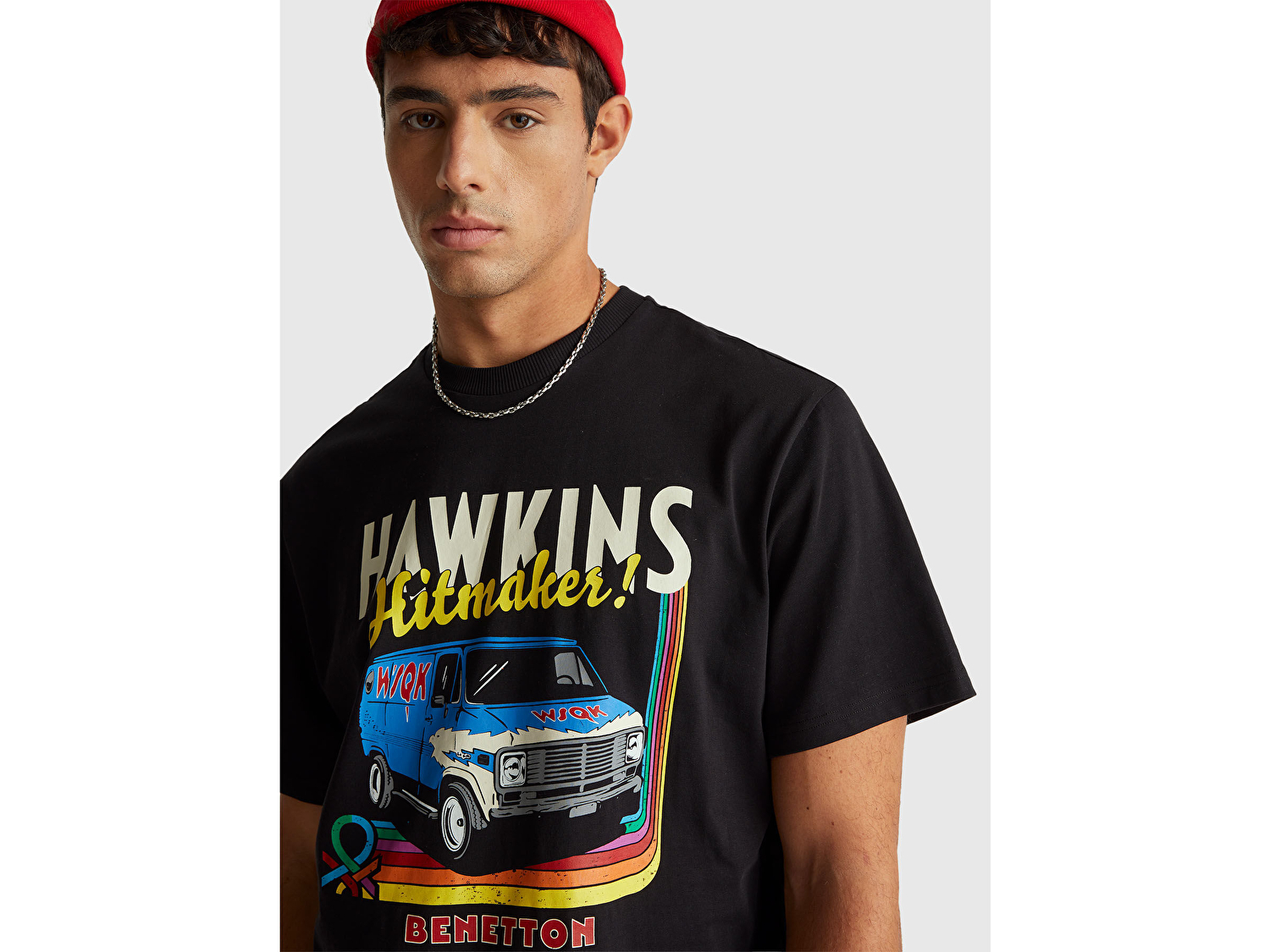 Benetton Erkek  %100 Pamuk Regular Fit Stranger Things Baskılı T-Shirt