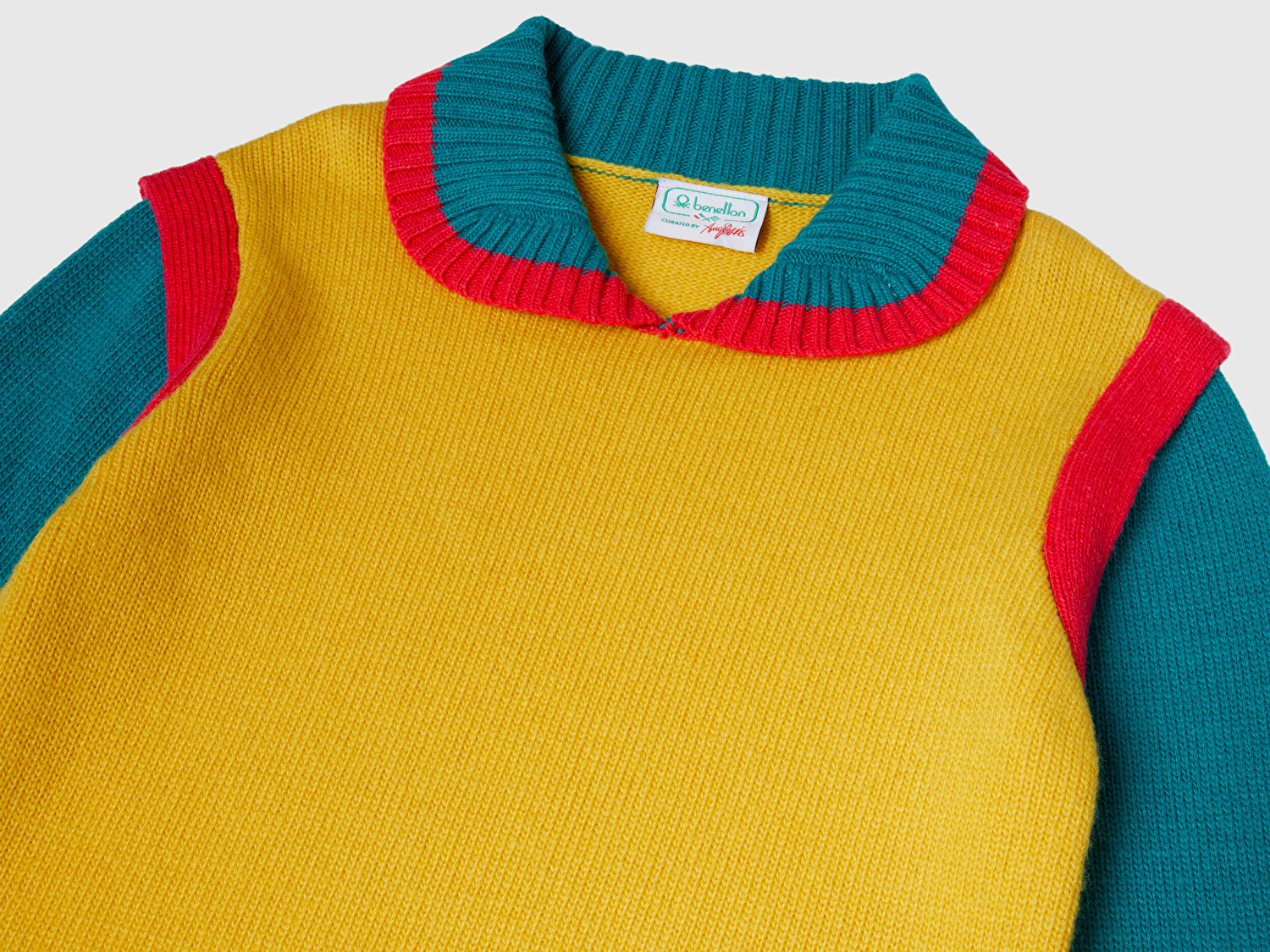 Benetton Kız Çocuk Yün Karışımlı Kontrast Polo Yakalı Stranger Things Triko