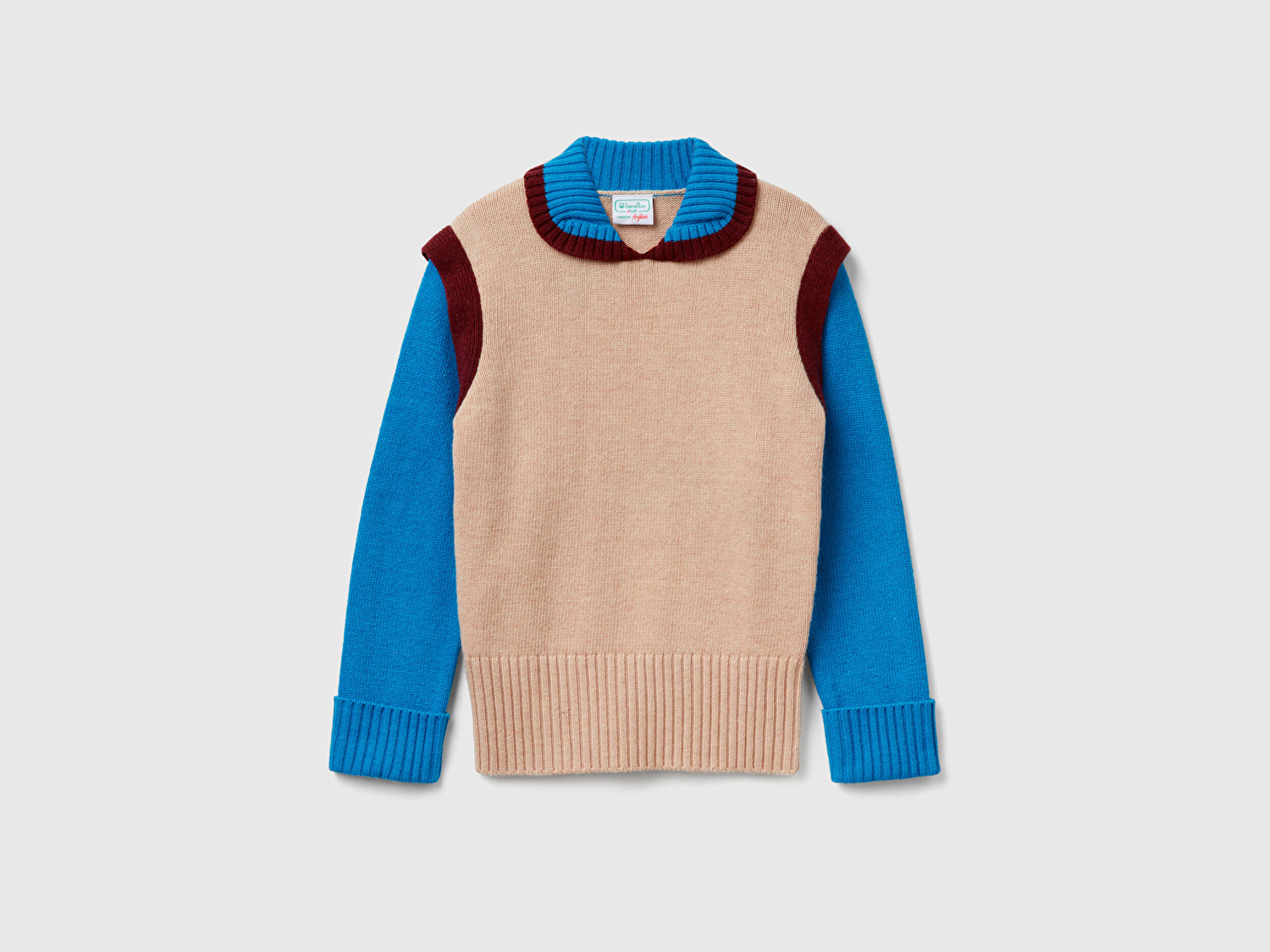 Benetton Kız Çocuk Yün Karışımlı Kontrast Polo Yakalı Stranger Things Triko