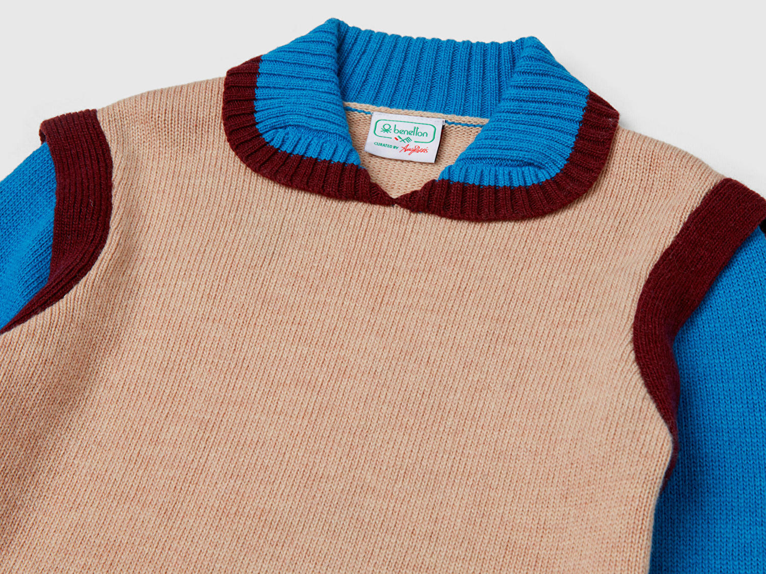 Benetton Kız Çocuk Yün Karışımlı Kontrast Polo Yakalı Stranger Things Triko