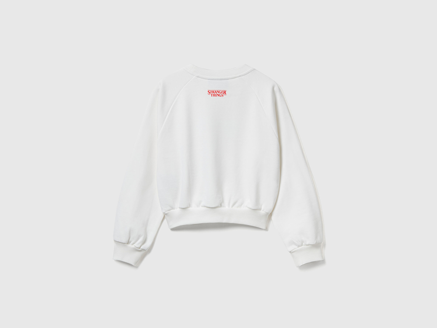 Benetton Kız Çocuk %100 Pamuk Kısa Kesim Stranger Things Ön Baskı Detaylı Ribanalı Sweatshirt