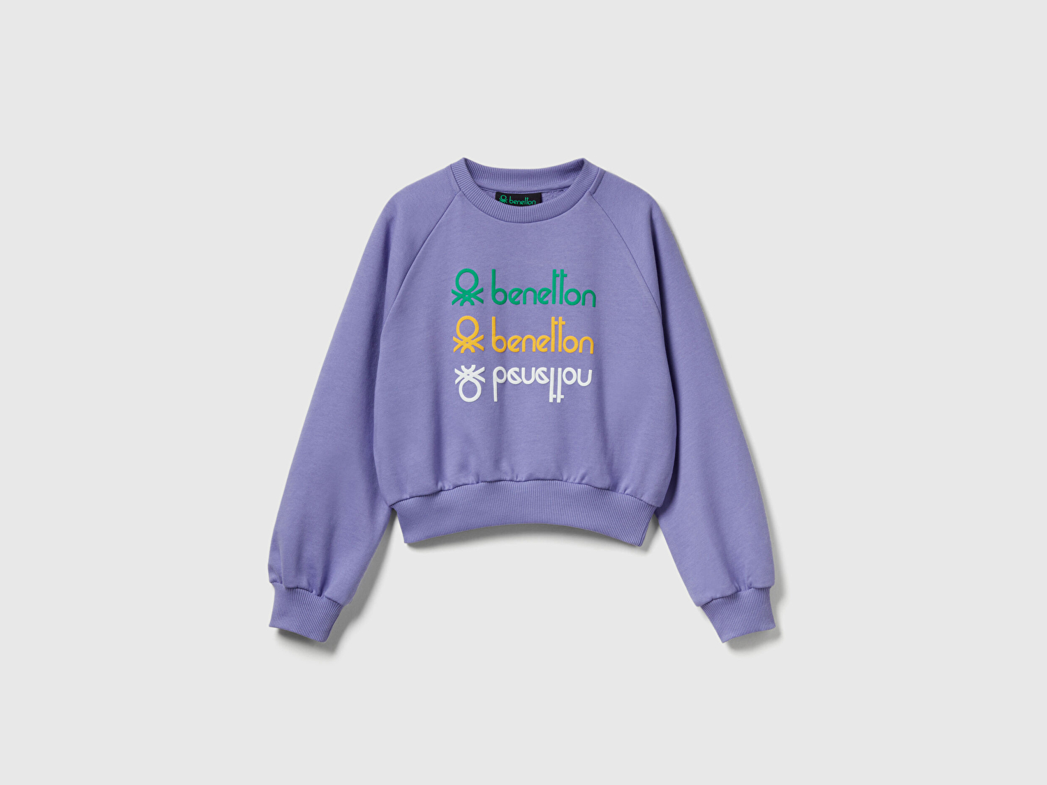 Benetton Kız Çocuk %100 Pamuk Kısa Kesim Stranger Things Ön Baskı Detaylı Ribanalı Sweatshirt