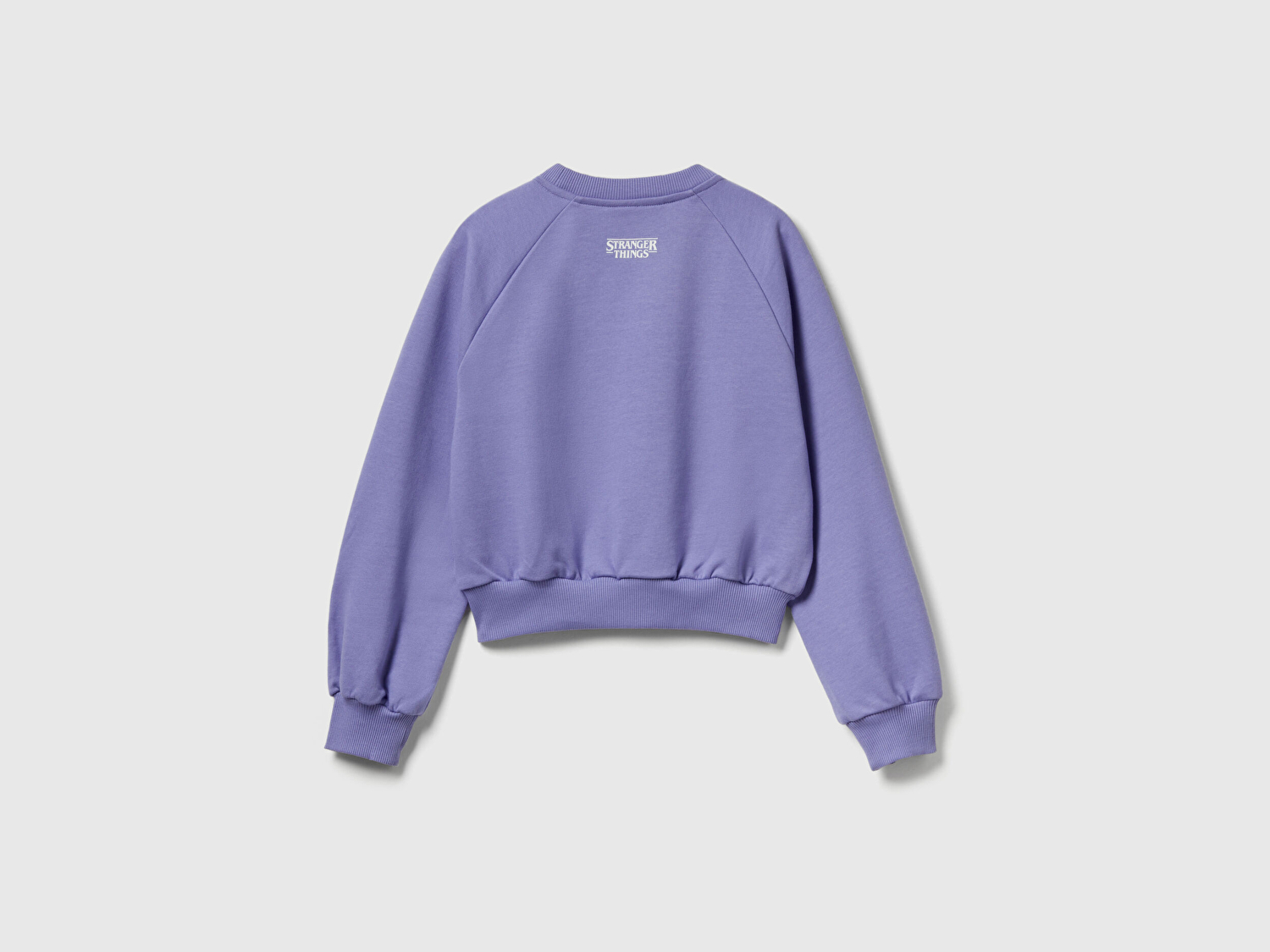 Benetton Kız Çocuk %100 Pamuk Kısa Kesim Stranger Things Ön Baskı Detaylı Ribanalı Sweatshirt