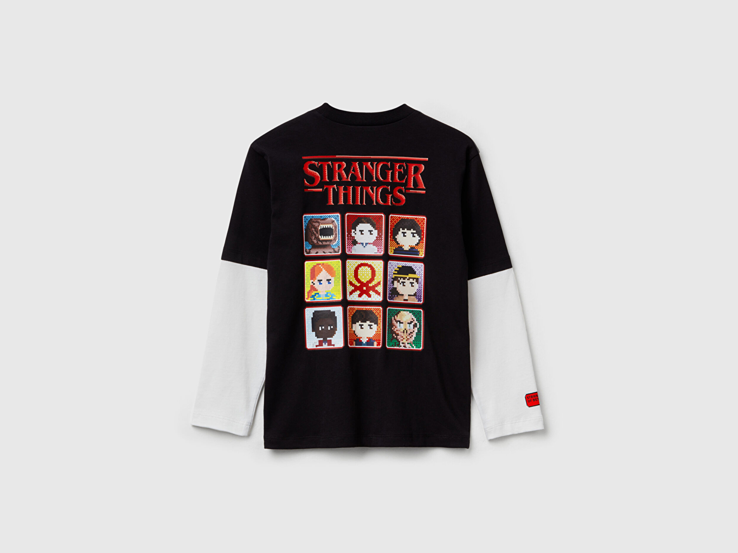 Benetton Erkek Çocuk %100 Pamuk Stranger Things Çift Kollu Baskılı Uzun Kollu T-Shirt