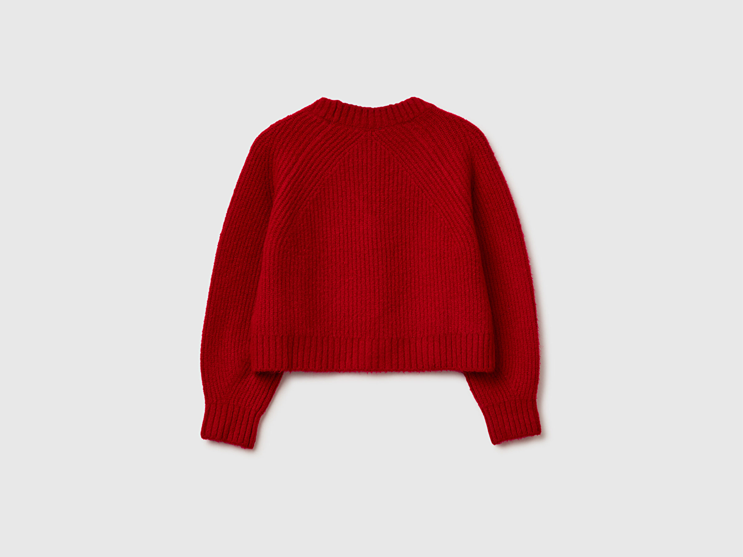 Benetton Kız Çocuk Kırmızı Düğmeli V Yaka Örme Hırka