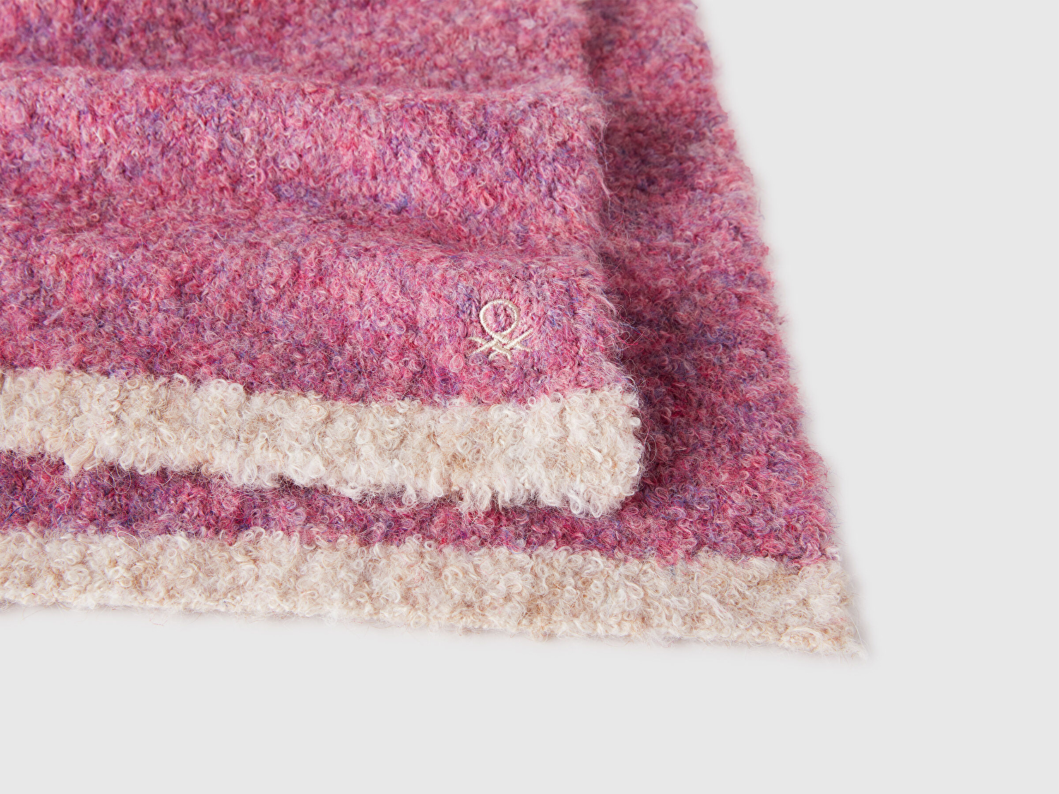 Benetton Kız Çocuk Gül Kurusu Yün Karışımlı Logo Detaylı Atkı