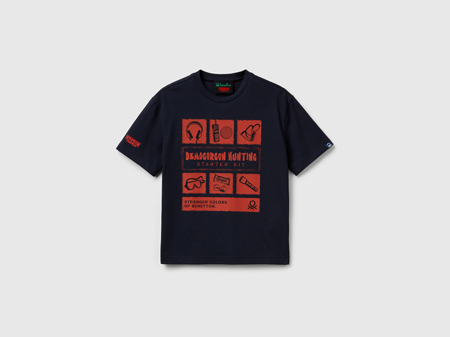 Benetton Erkek Çocuk Lacivert %100 Pamuk Stranger Things Ön Baskılı Kısa Kollu T-Shirt