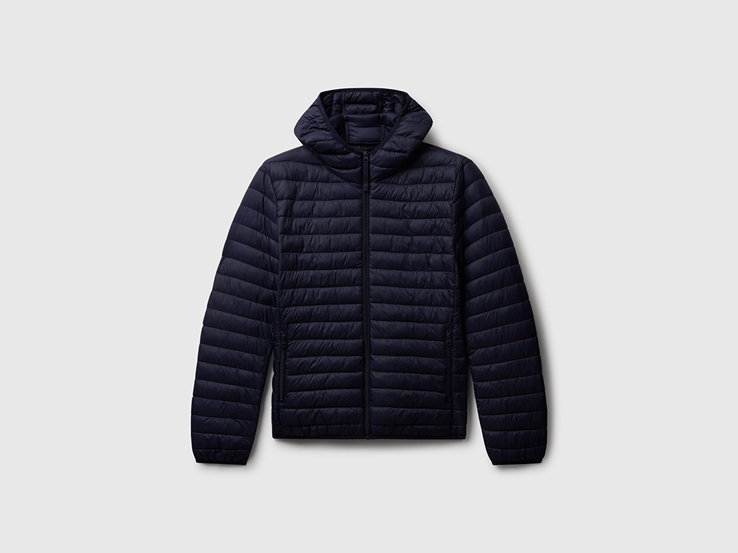 Benetton Erkek Lacivert Polyester Dolgulu Regular Fit Kapüşonlu Puffer Mont