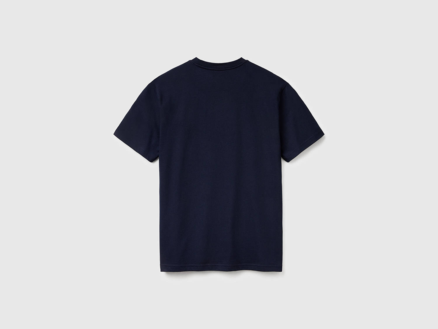 Benetton Erkek Lacivert %100 Koton Logolu Bisiklet Yaka T-Shirt