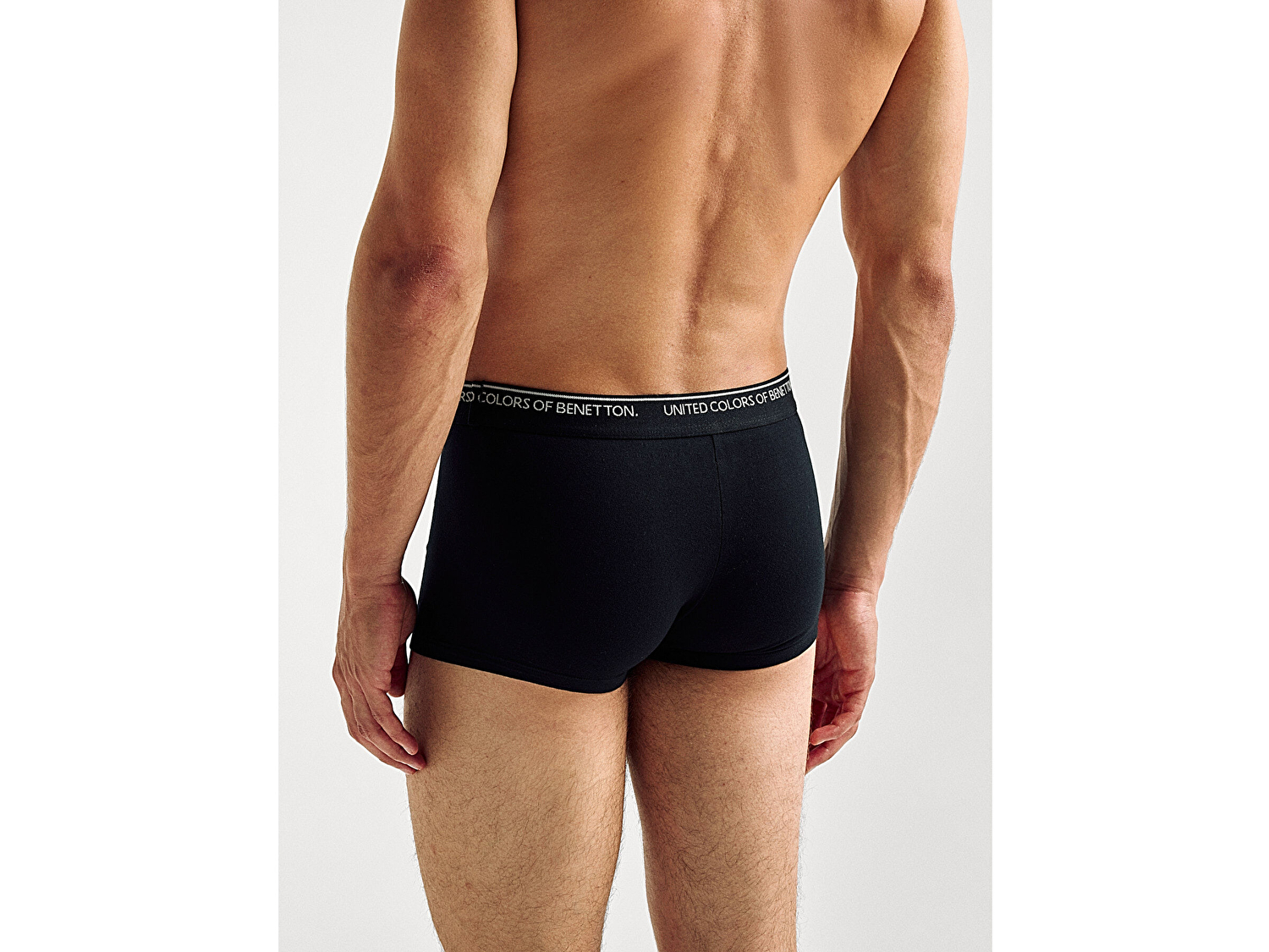 Benetton Erkek Siyah Pamuk Karışımlı Beli Logo Baskılı Tek Renk Boxer