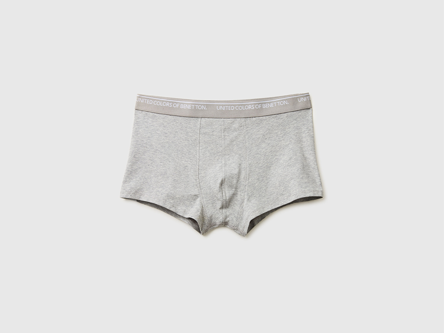 Benetton Erkek Gri Melanj Pamuk Karışımlı Beli Logo Baskılı Tek Renk Boxer