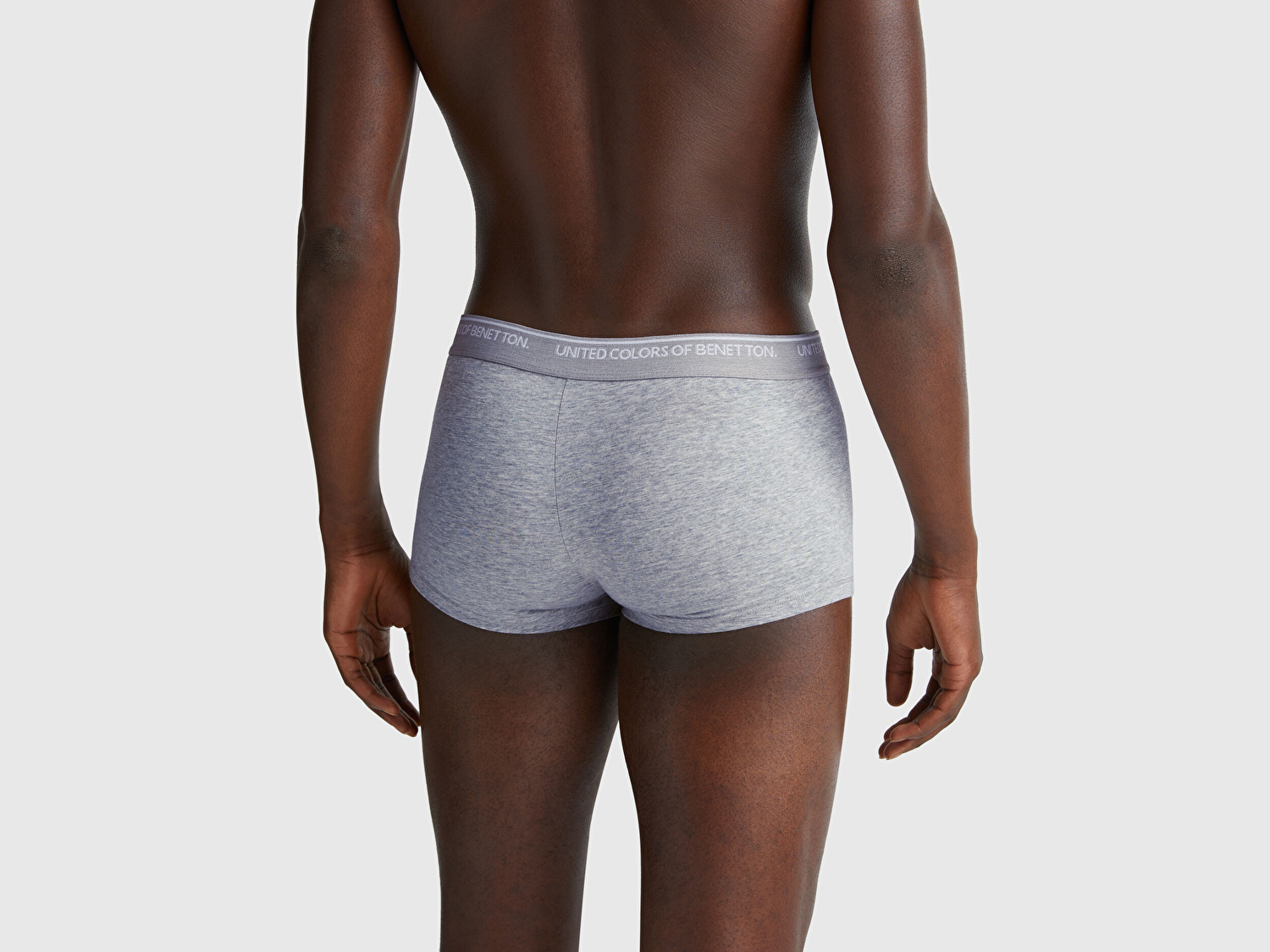 Benetton Erkek Gri Melanj Pamuk Karışımlı Beli Logo Baskılı Tek Renk Boxer