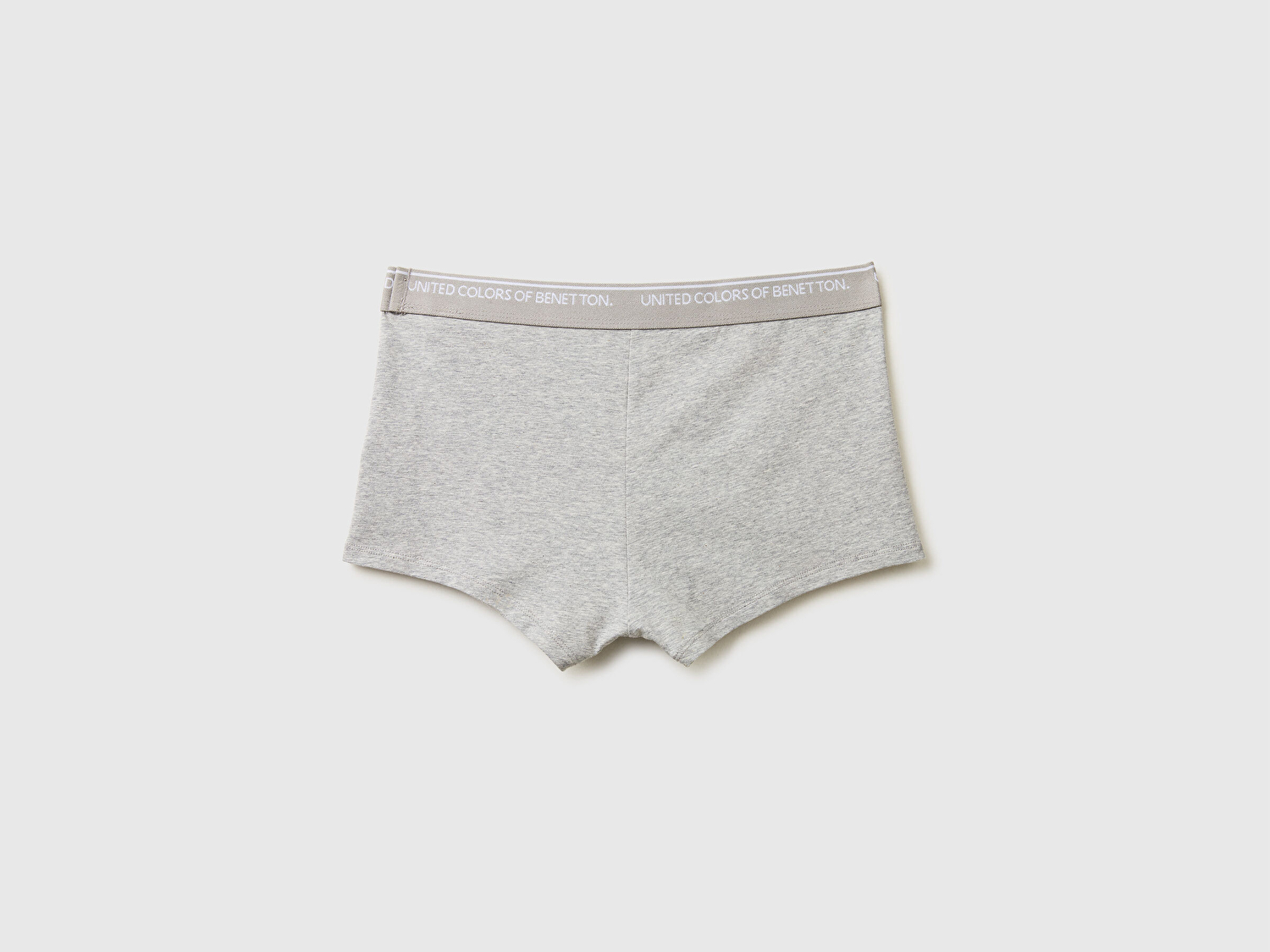 Benetton Erkek Gri Melanj Pamuk Karışımlı Beli Logo Baskılı Tek Renk Boxer