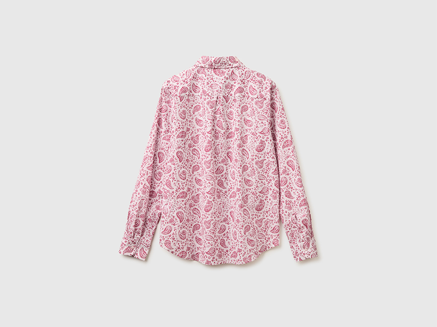 Benetton Kadın Pembe %100 Pamuk Desenli  Regular Fit Gömlek
