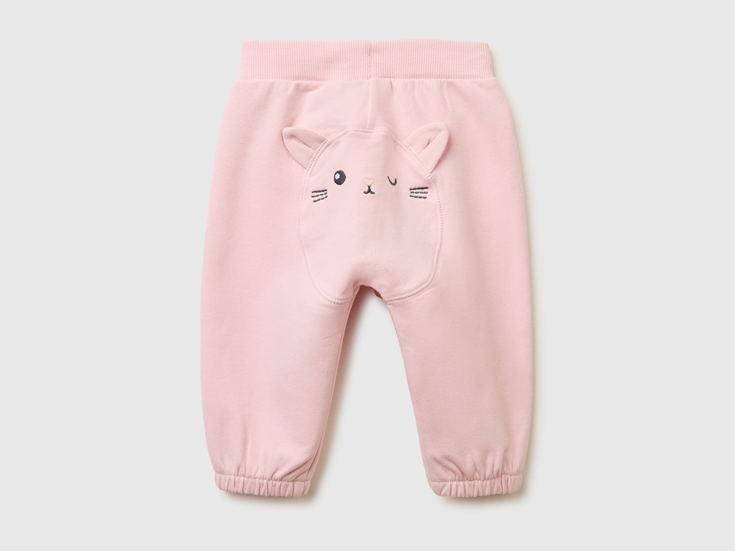 Benetton Bebek Toz Pembe Kulak Aplikeli Ribanalı Eşofman Altı