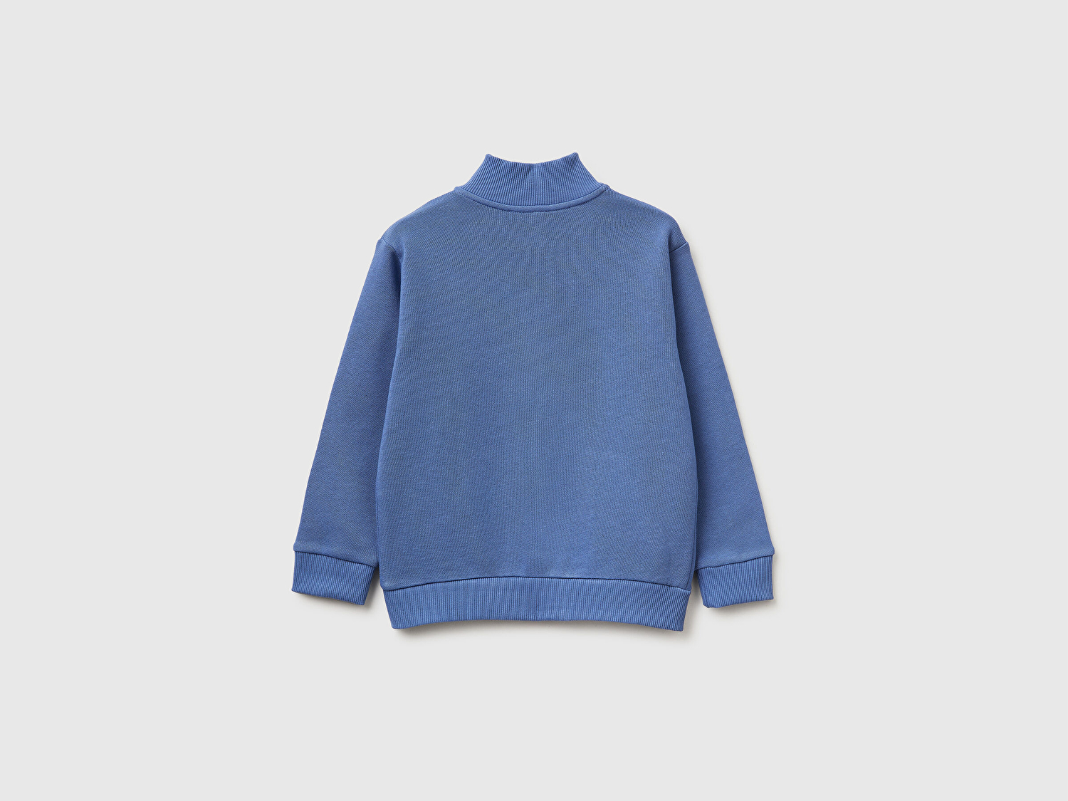 Benetton Erkek Bebek Havacı Mavi Logo Baskılı Cepli Fermuarlı Dik Yaka Sweatshirt
