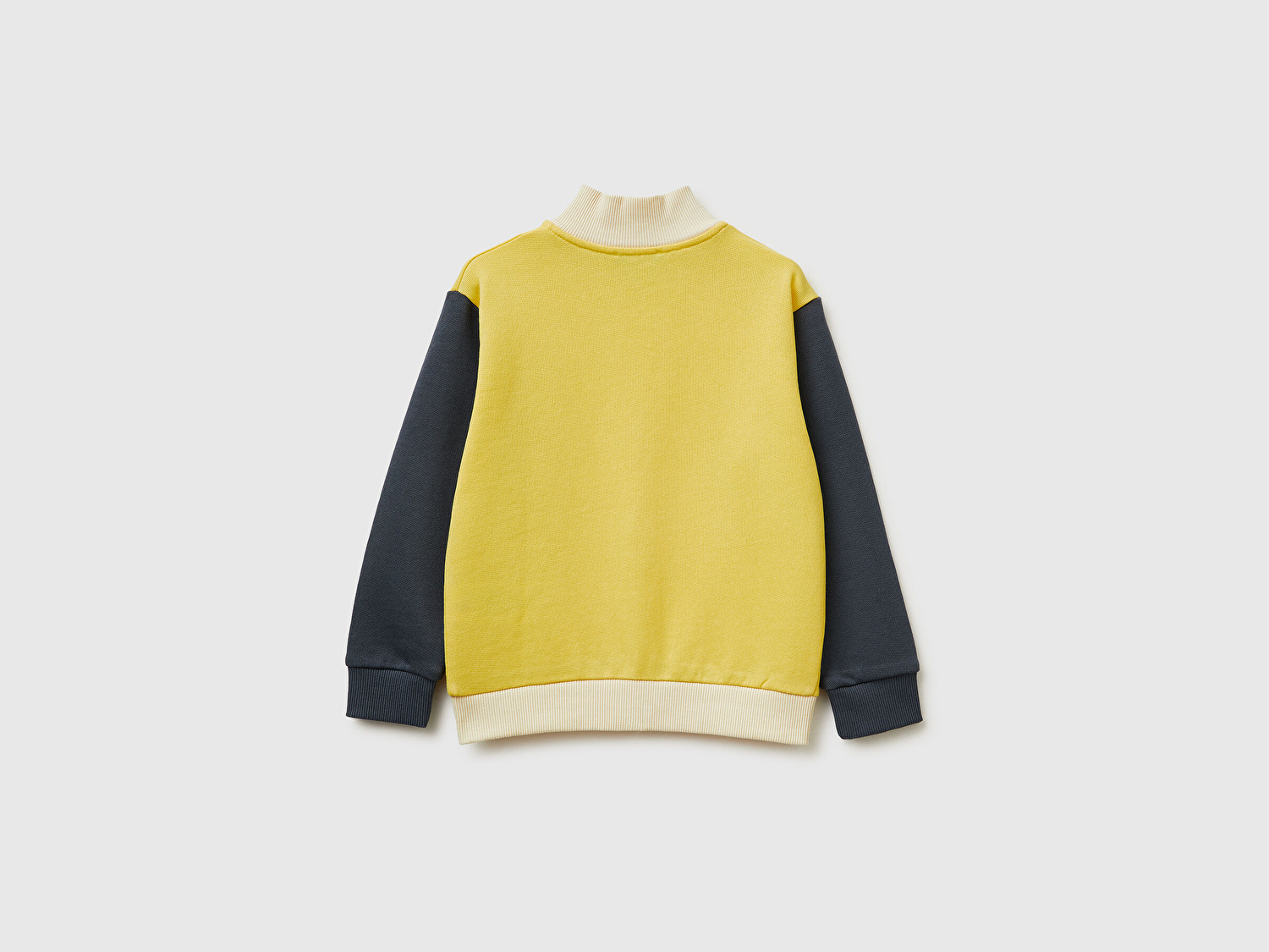 Benetton Erkek Bebek Sarı Mix Logo Baskılı Cepli Fermuarlı Dik Yaka Sweatshirt
