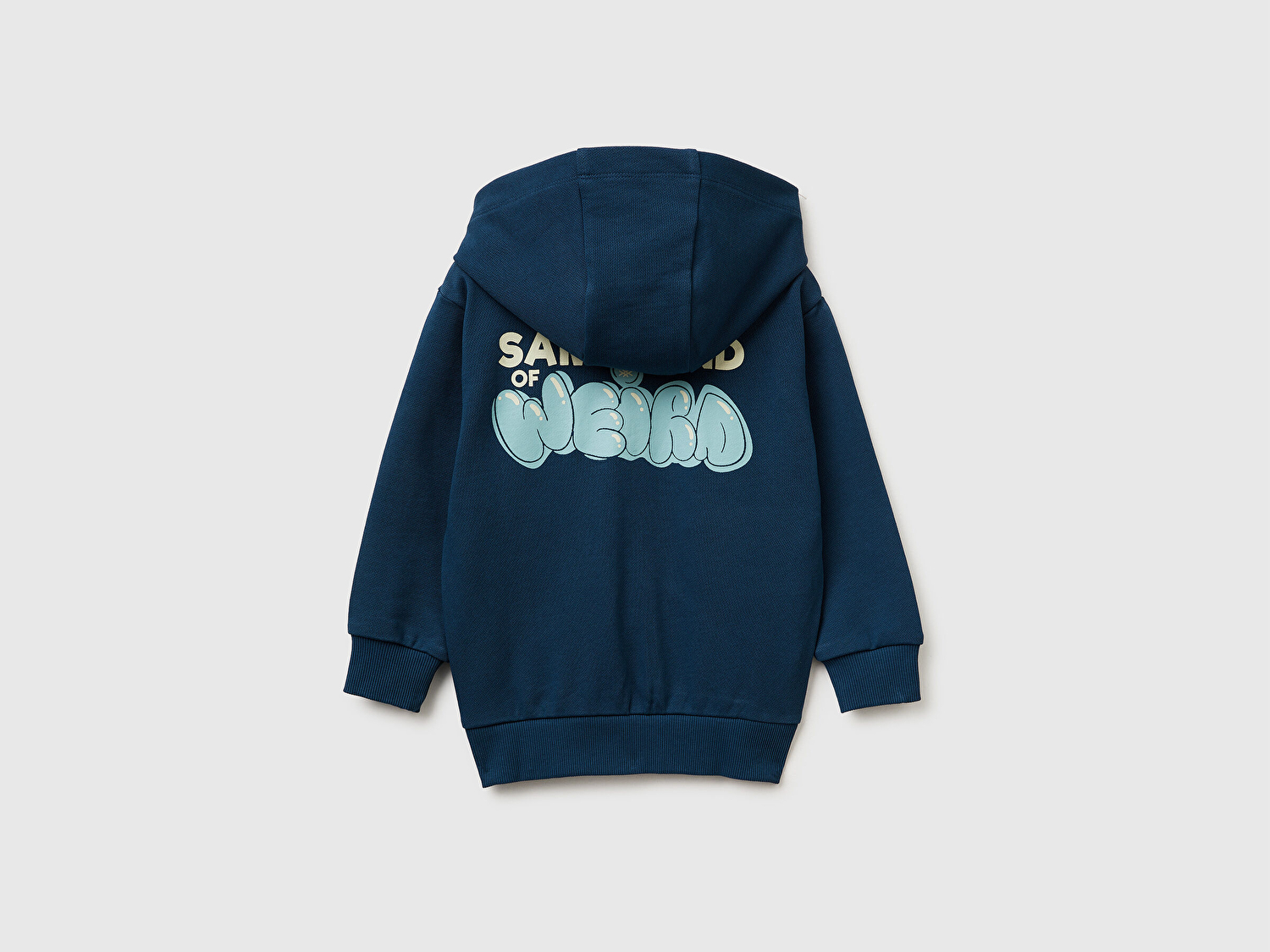 Benetton Erkek Bebek Koyu Lacivert Arkası Baskılı Fermuarlı Kapüşonlu Sweatshirt