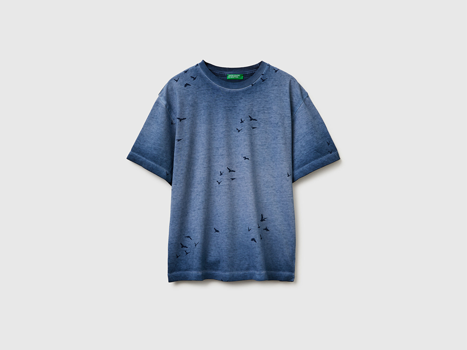 Benetton Erkek Çocuk Mavi Çoklu Baskılı Yuvarlak Yaka T-Shirt