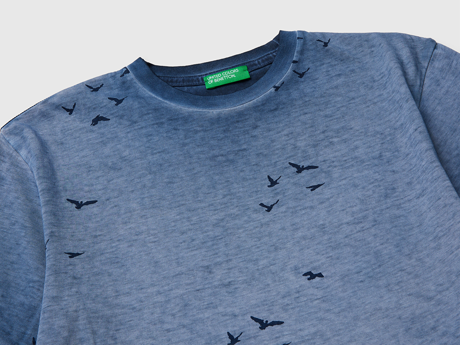 Benetton Erkek Çocuk Mavi Çoklu Baskılı Yuvarlak Yaka T-Shirt