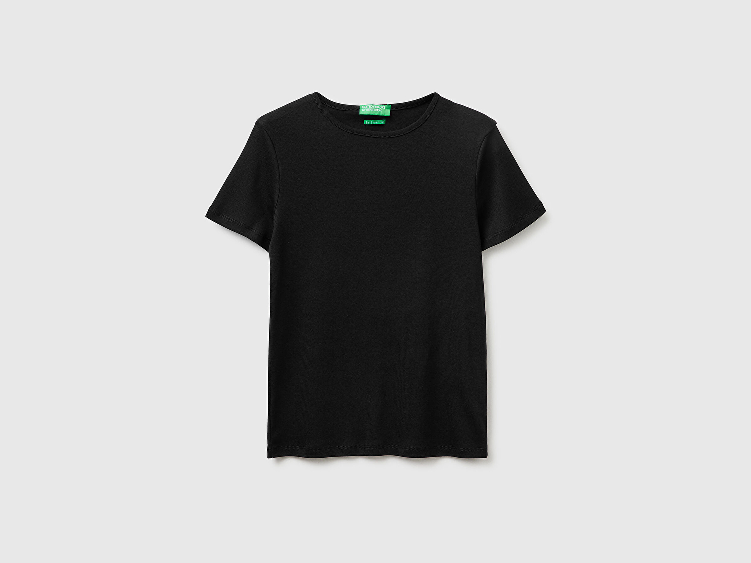Benetton Kadın Siyah %100 Pamuk Bisiklet Yaka T-Shirt