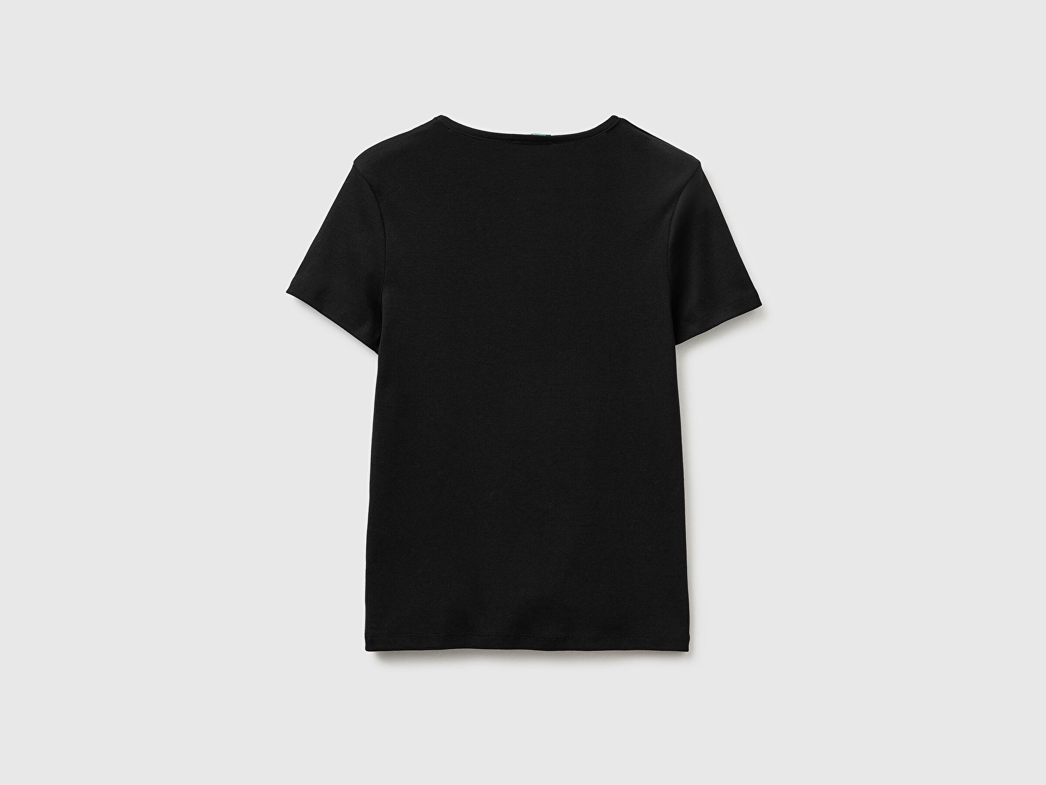 Benetton Kadın Siyah %100 Pamuk Bisiklet Yaka T-Shirt