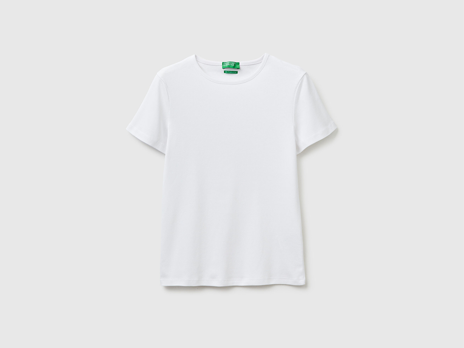 Benetton Kadın Beyaz %100 Pamuk Bisiklet Yaka T-Shirt