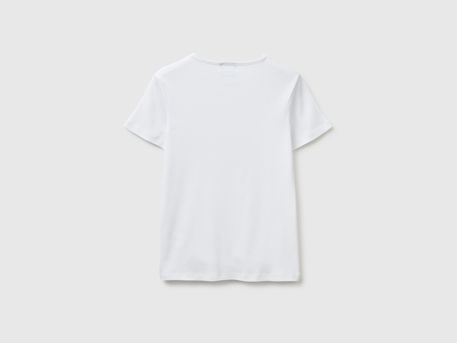 Benetton Kadın Beyaz %100 Pamuk Bisiklet Yaka T-Shirt