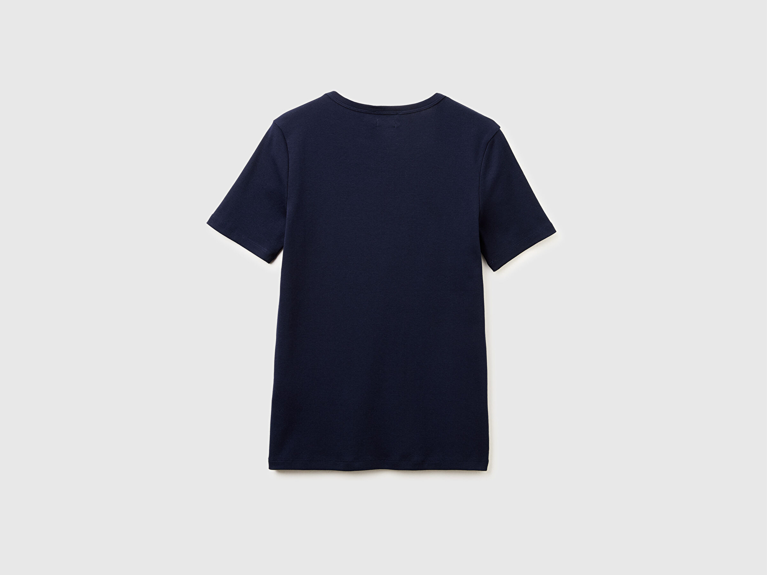 Benetton Kadın Lacivert %100 Pamuk Logo Baskılı Bisiklet Yaka T-Shirt
