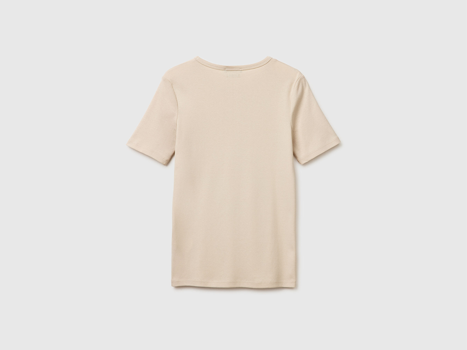 Benetton Kadın Taş %100 Pamuk Logo Baskılı Bisiklet Yaka T-Shirt