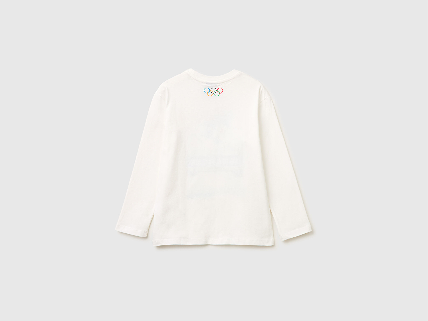 Benetton Erkek Çocuk Beyaz Baskılı Bisiklet Yaka Uzun Kollu T-Shirt