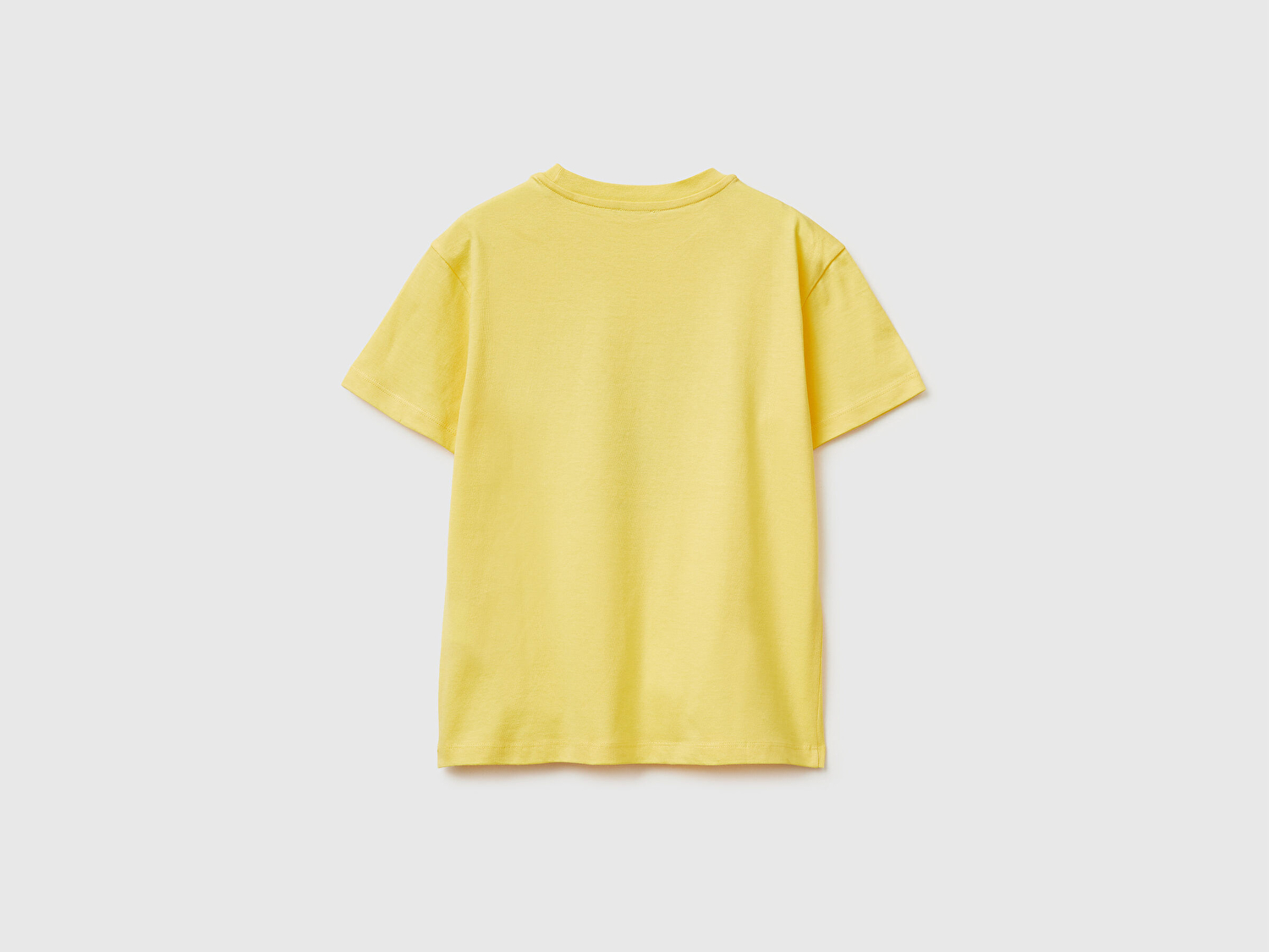 Benetton Erkek Çocuk Sarı Önü Logo Baskılı Bisiklet Yaka T-Shirt