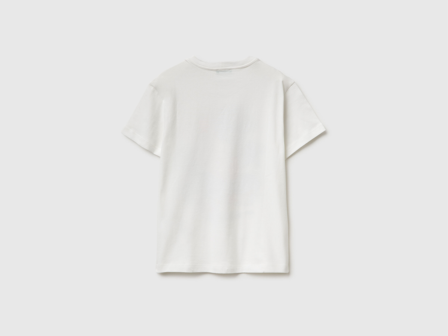 Benetton Erkek Çocuk Beyaz Tema Baskılı Rahat Kalıp Bisiklet Yaka T-Shirt